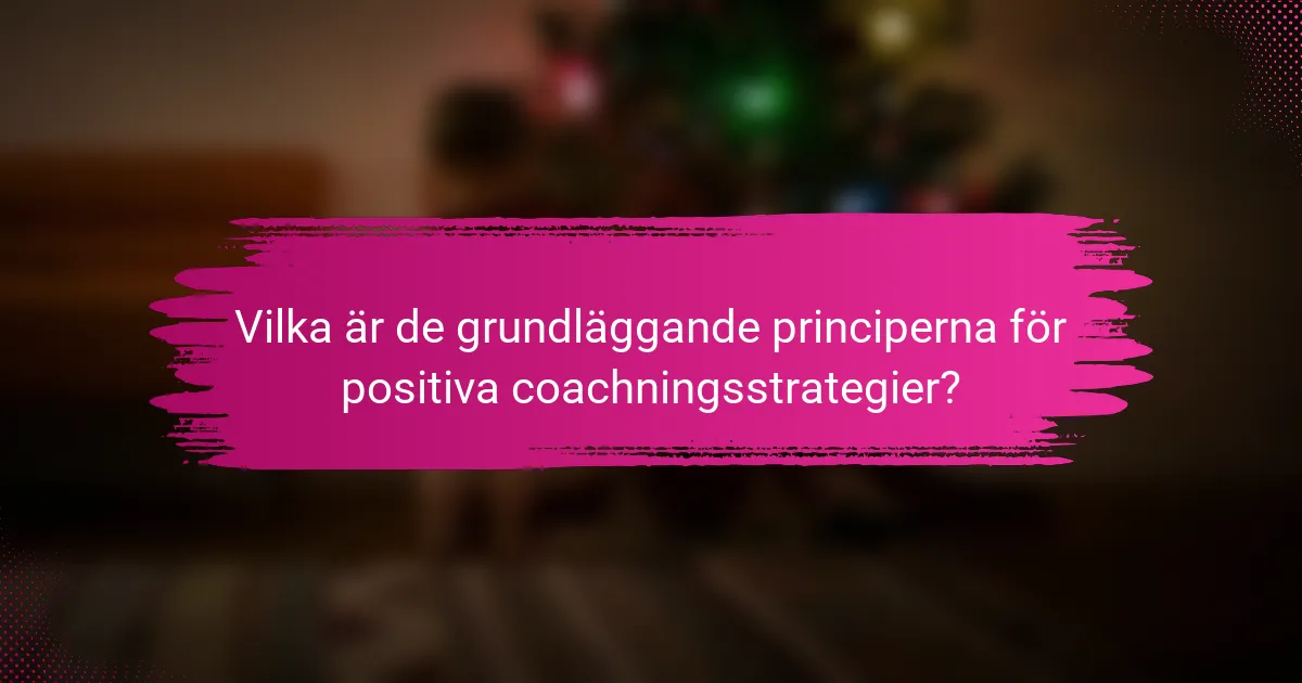Vilka är de grundläggande principerna för positiva coachningsstrategier?