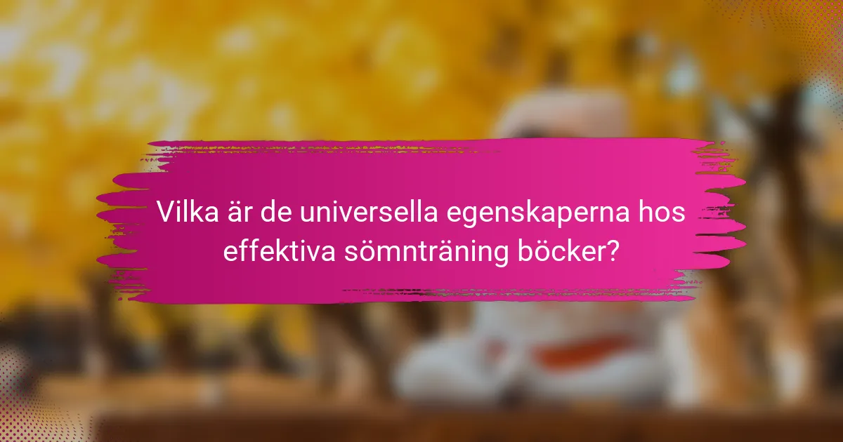 Vilka är de universella egenskaperna hos effektiva sömnträning böcker?