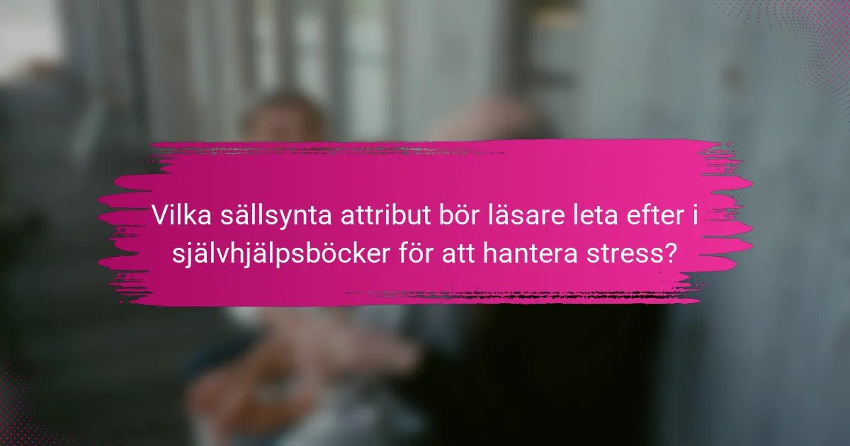 Vilka sällsynta attribut bör läsare leta efter i självhjälpsböcker för att hantera stress?